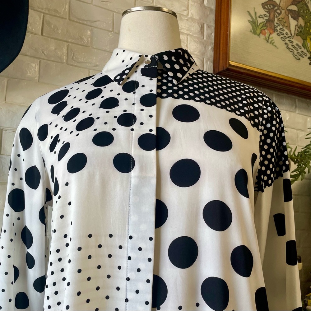 Calvin Klein Polka Dot Panel Patchwork Print Shir… - image 5